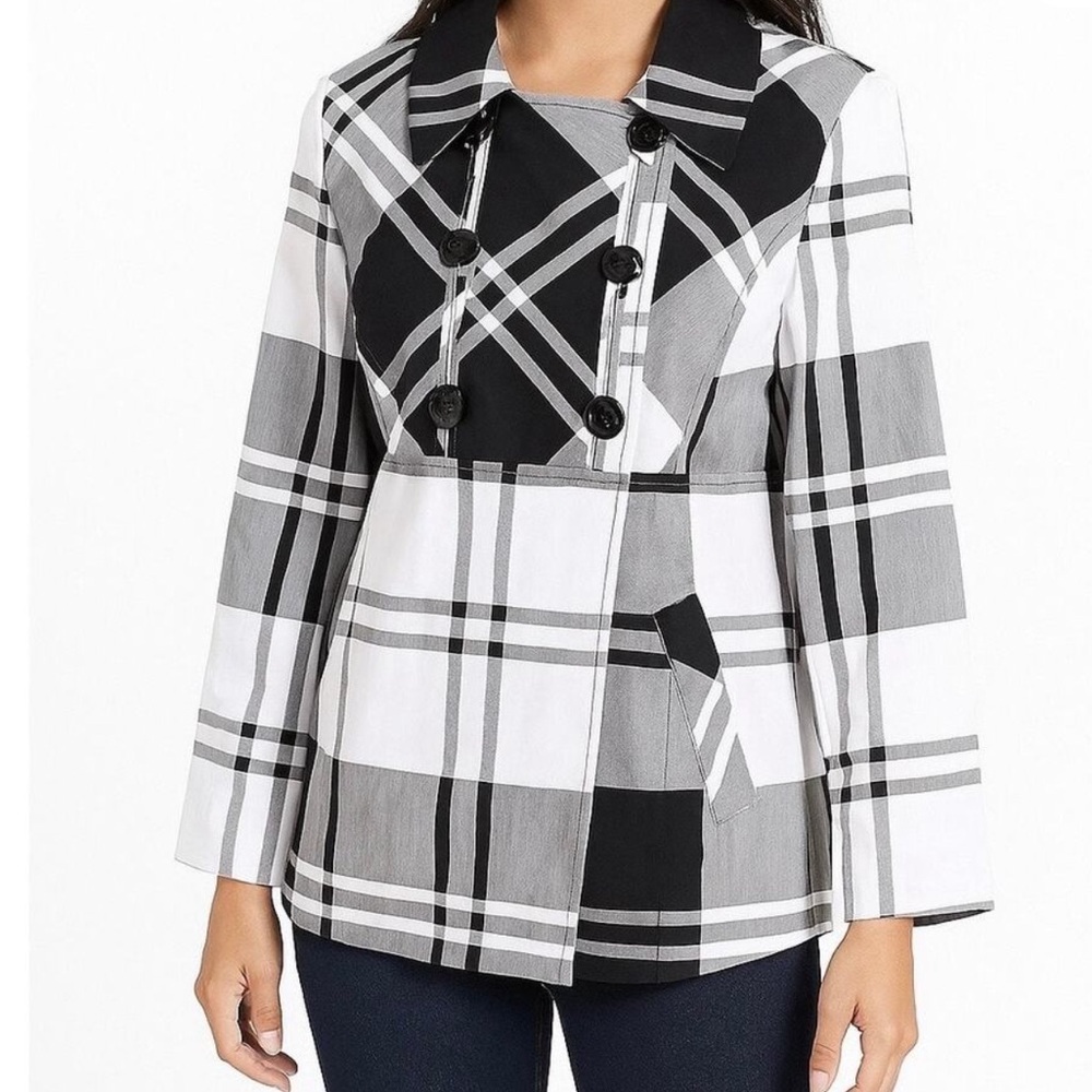 Sandro Women's Plaid Double Breasted Blazer Jacket Size L | No Longer Available